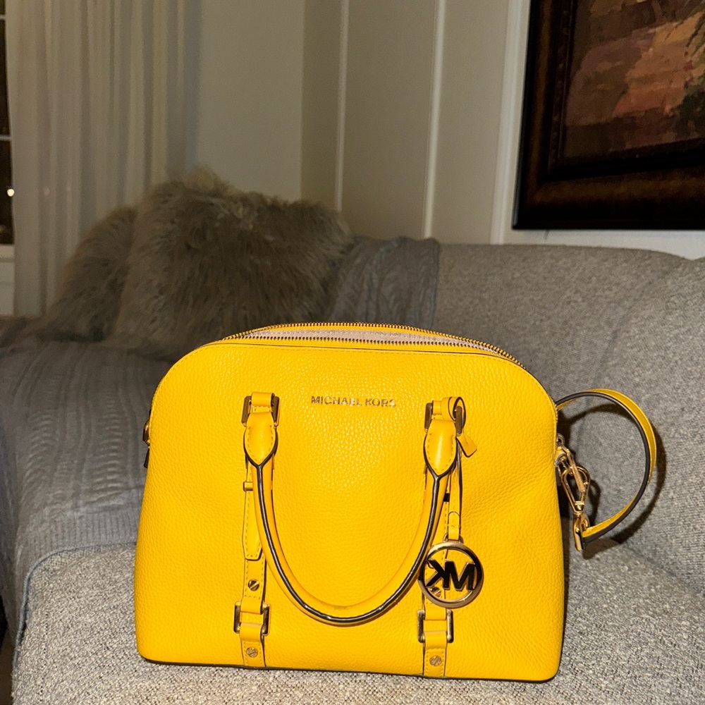 Michael Kors Yellow Satchel with Gold Hardware